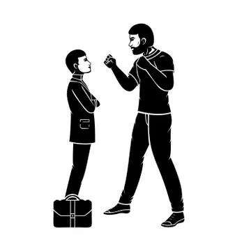 Big aggressive guy wants to hit a businessman vector illustration Stock Illustration