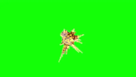 Big air bomb explosion view from airplane - isolated on green screen Stock Footage