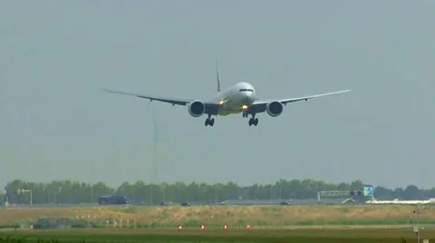 Big airplane landing Stock Footage 1018652