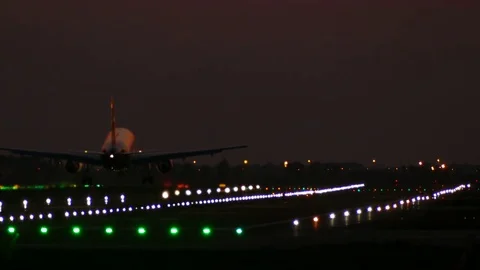 Big airplane landing. Stock Footage 81165486