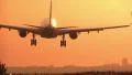 Big airplane landing at sunrise HD Footage