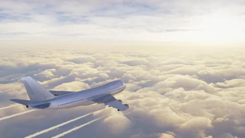 Big airplane over the clouds. Passenger aircraft Stock Footage 135238893