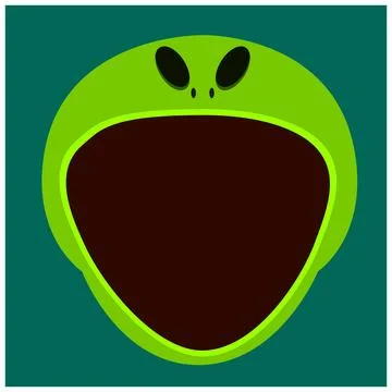 Big Alien Character Head  and Open mouth , Vector and Illustration. イラスト素材