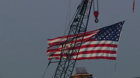 Big American flag in wind Stock Footage 888618