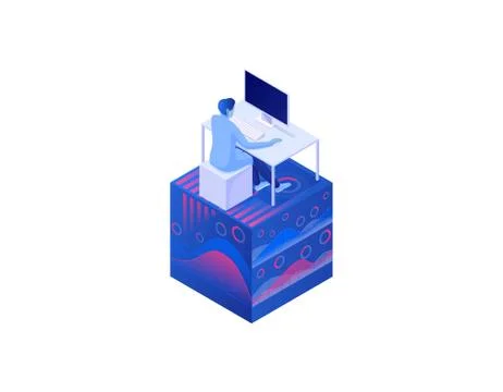 Big analytics data concept isometric. Reach global information analysis, seo Stock Illustration
