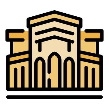 Big ancient building with columns and big central room Ilustración de archivo