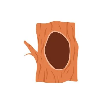Big and empty tree hollow or burrow, flat vector illustration isolated on white Stock Illustration