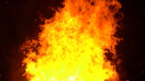 Big and high fire at night Video stock 90746688