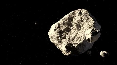 Big and small asteroids on black Stock Illustration