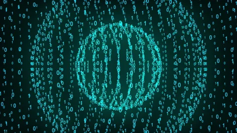 Big and small binary number spheres, computer generated. 3d rendering of binary Video stock 156452489