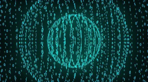 Big and small binary number spheres, computer generated. 3d rendering of binary 스톡 일러스트