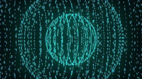 Big and small binary number spheres, computer generated. 3d rendering of b... Stock Photos