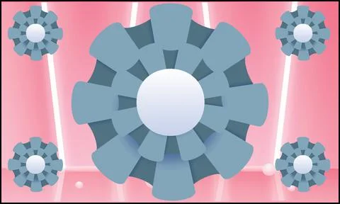 Big and small circle flower on abstract pink background Stock Illustration