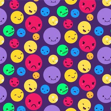Big and small emoticons pattern template Stock Illustration