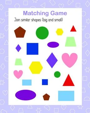 Big and small geometric shape matching game, colorful image vector illustration Stock Illustration