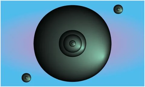 Big and small green button on blue background Illustrazione stock