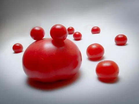 Big and small red tomatoes Stock Photos