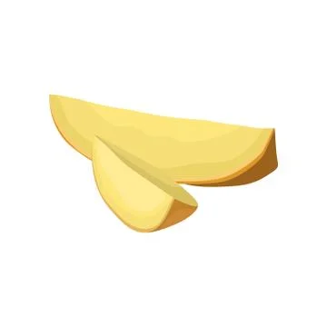 Big and small slice of fresh potato. Raw vegetable. Cooking ingredient. Natural Stock Illustration