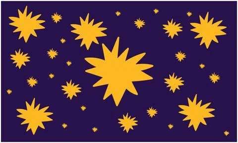 Big and small various size yellow artwork display on purple background Illustrazione stock