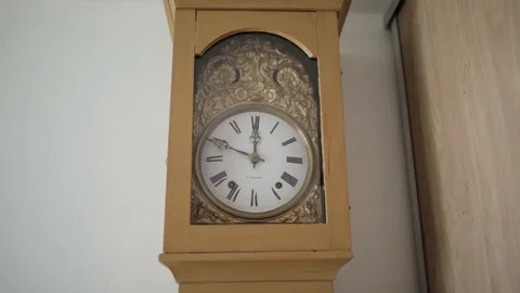 Big Antique Old Wall Clock Stock Footage 99889031