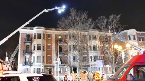 Big apartment fire Stock Footage 139663895