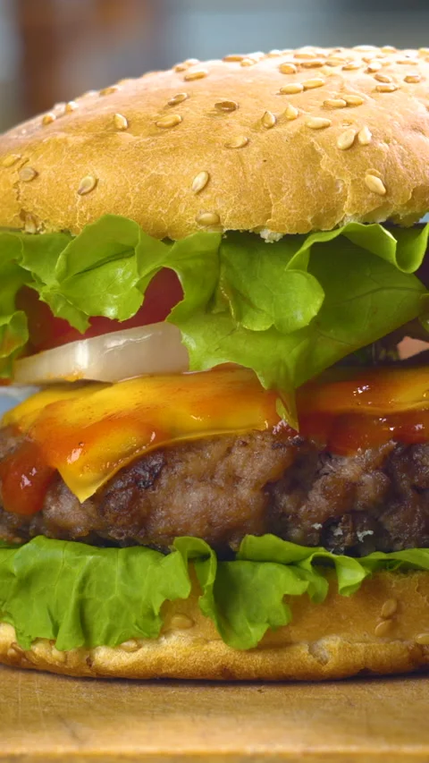 Big appetizing burgers Stock Footage 274186805