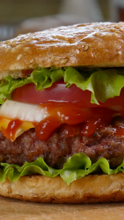 Big appetizing burgers Stock Footage 274745398