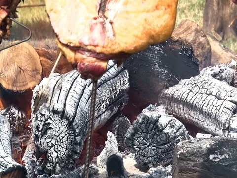 Big Argentinian barbeque char grill 02 Stock Footage 128606555