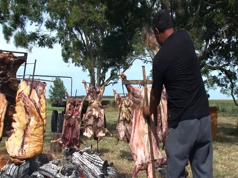 Big Argentinian barbeque char grill 03 Stock Footage 128606862