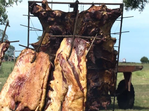 Big Argentinian barbeque char grill 05 Stock Footage 128607246