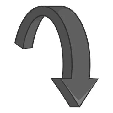 Big arrow down icon, black monochrome style Illustrazione stock