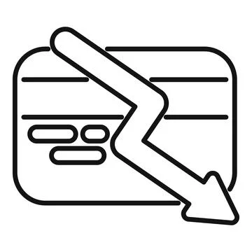 Big arrow pointing down over credit card showing economic crisis 库存插图