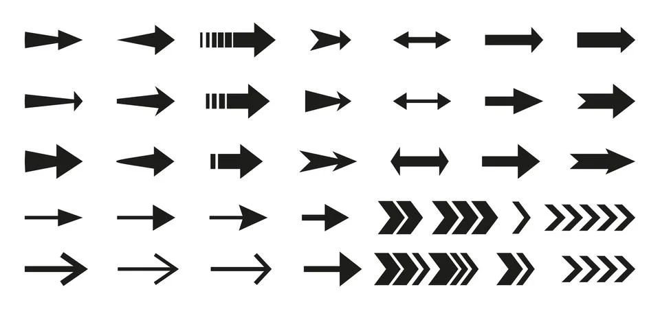 Big arrows black flat cursor icon set vector Stock Illustration