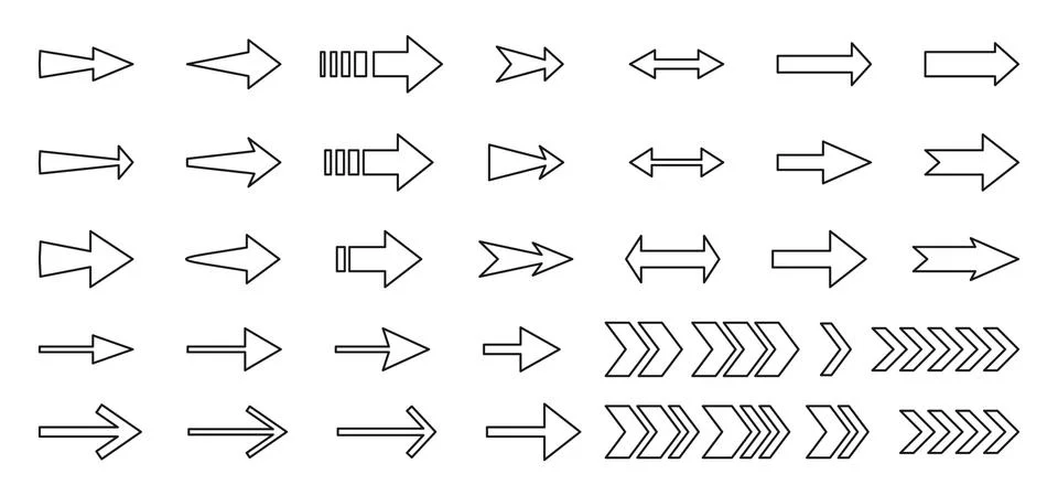 Big arrows black linear cursor up icon set vector Stock Illustration