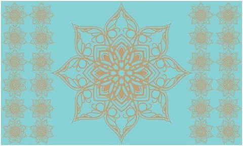 A big artwork and small artwork at corner on blue background Stock Illustration
