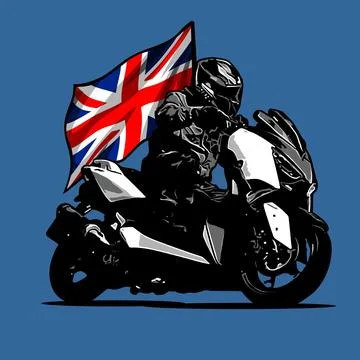 Big automatic scooter with british flag background Stock Illustration