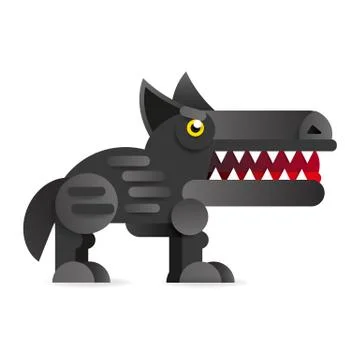 Big bad cartoon wolf. Vector clip art illustration Stock Illustration