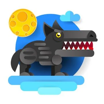 Big bad cartoon wolf. Vector clip art illustration Stock Illustration