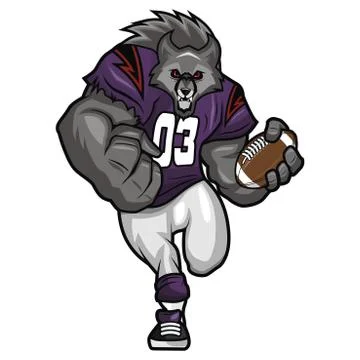Big Bad Wolf - American Football Mascot Character Design Stock Illustration
