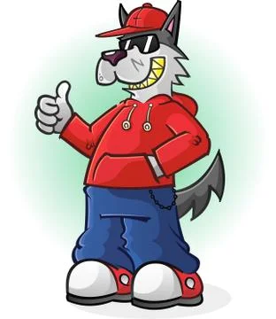 Big Bad Wolf Cartoon Character Giving a Thumbs Up Stock Illustration