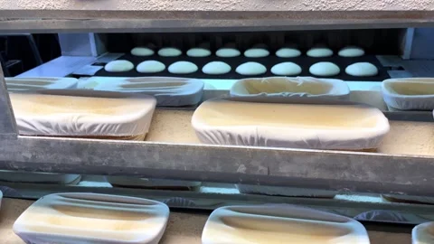 Big bakery bread industrial production line. Stock Footage 252116691