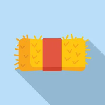 Big bale hay icon flat vector. Natural food bail Stock Illustration