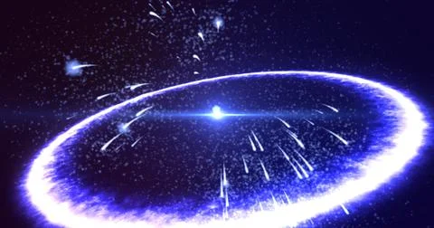 Big bang explosion of blue galaxy, star or planet with sparks fire blast wave Stock Illustration