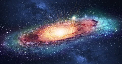 Big Bang. Supernova Explosion. Magnetic Storm. Glowing Stars In Deep Space. Stock Footage