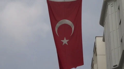 Big banner of Turkey on the wind. Stock Footage 91320510