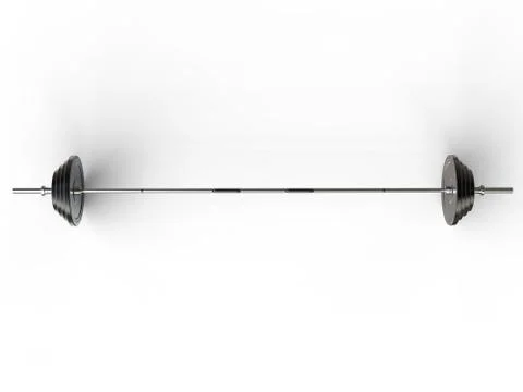 Big barbell wight - top view - on white background - 3D render Stock Illustration