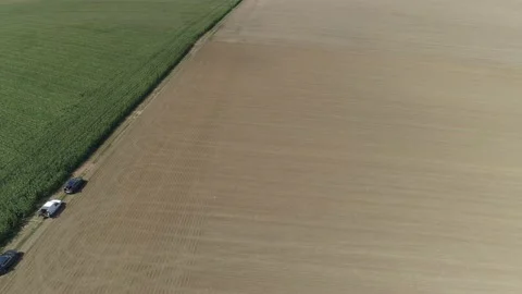 Big bare fields after the crop from the skies in the French countryside Stock Footage 159808243