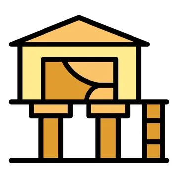 Big beach house icon vector flat Stock Illustration