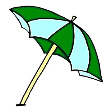 Big beach umbrella. Vector hand-drawn doodle illustration Stock Illustration