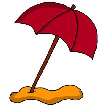 Big beach umbrella. Vector hand-drawn doodle illustration Stock Illustration